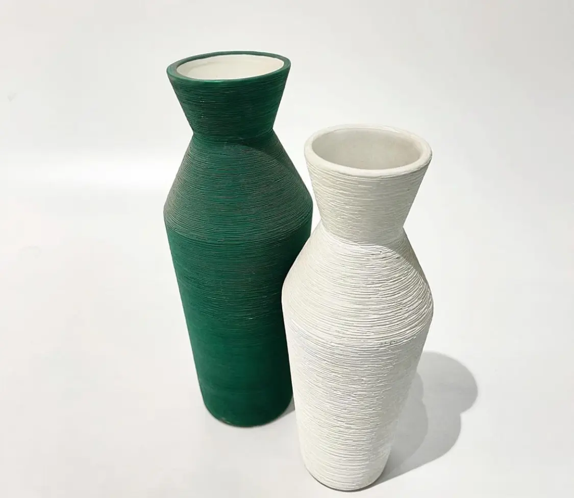 Textured Ceramic Vase Set — Handcrafted Export Product by NXTGENEXPORTS, Moradabad